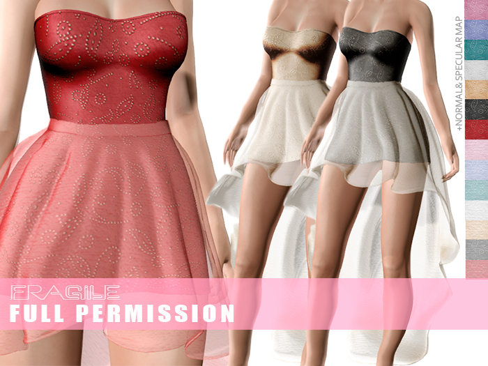 .Fragile. 18 Textures Full Perm for High-Low 2part tulle dress