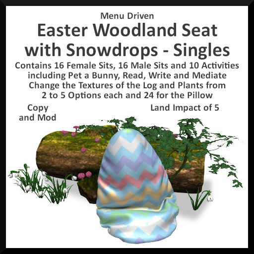 Menu Driven Easter Woodland Seat with Snowdrops
