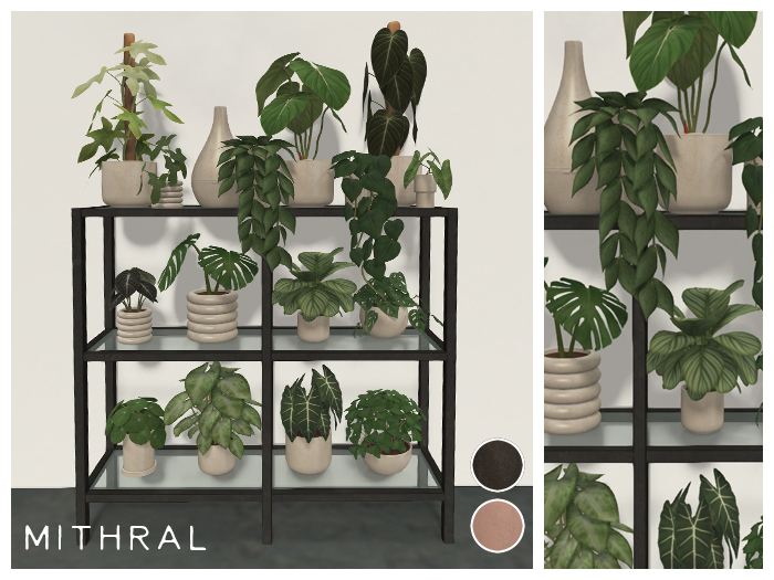 Mithral * Mid Glass Plant Shelf Unit (Black)