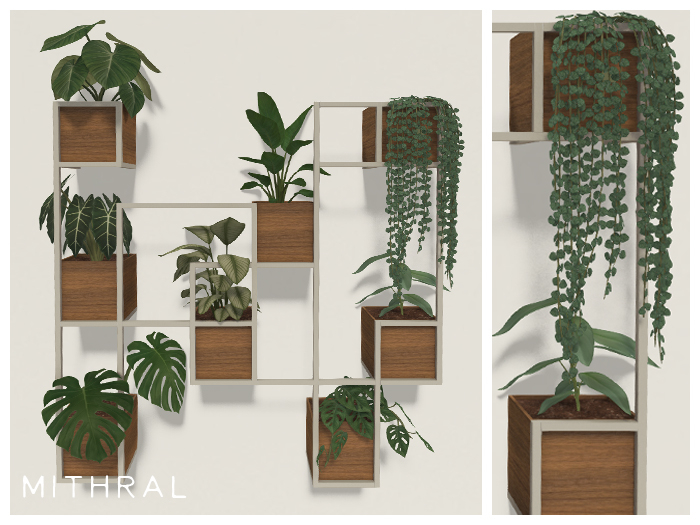 Mithral * Wood Box Wall Planter Set (White)