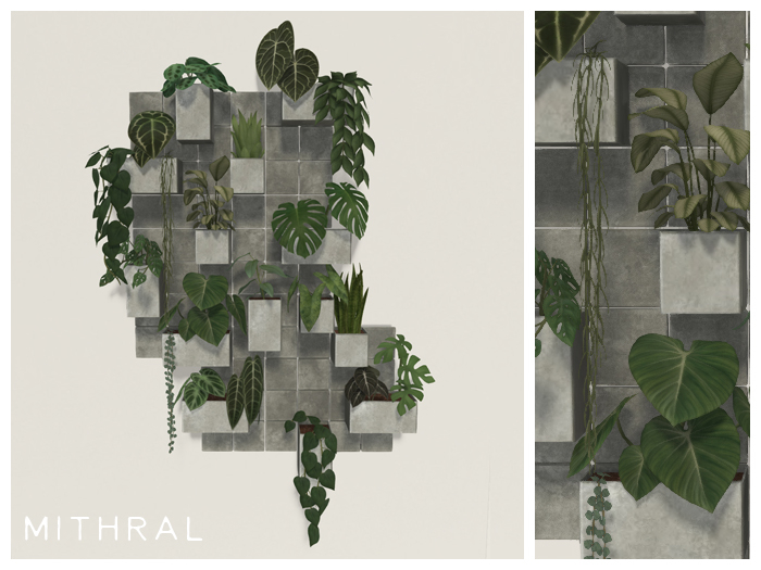 Mithral * Block Plant Wall Display (Silver)
