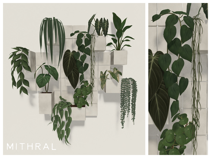 Mithral * Small Block Wall Plant Display (White)