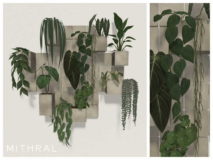 Mithral * Small Block Wall Plant Display (Beige)