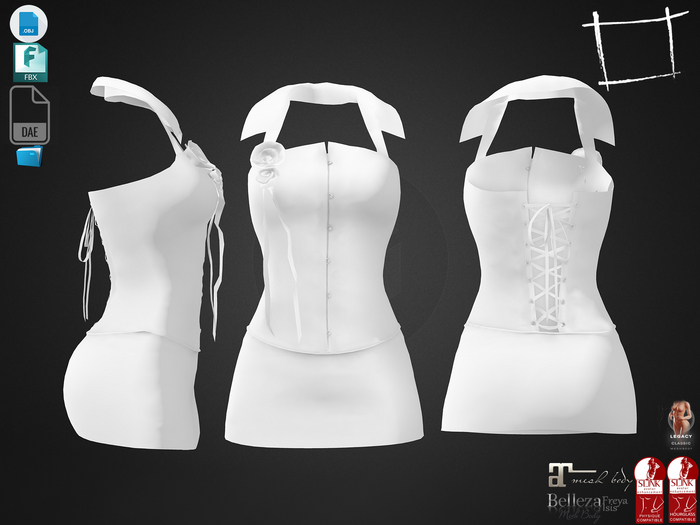 Dae Obj FBX For Rose Chest Mini Corset Dress Maitreya Slink Physique Hourglass Belleza Isis Freya Legacy