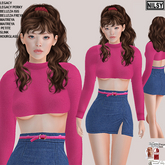 CROPPED SWEATER&SKIRT,MESH BODY