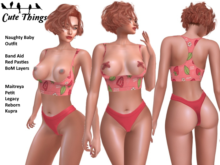 [CT] Naughty Baby Outfit Strawberry - Maitreya - Petit - Legacy - Kupra - Reborn DEMO