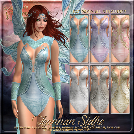 {AS} Fairy Fitted Mesh Outfit: Fat Pack All 6; 30% Off; Leannan Sidhe, Elf, Fae, Celtic; Halloween; Maitreya, Hourglass