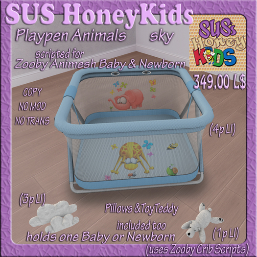 SUS HoneyKids Zooby Animesh Playpen Animals sky Box