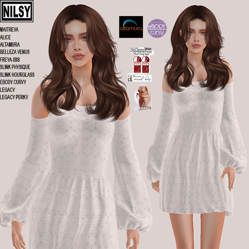 BRODERIE COTTON OFFSHOULDER DRESS,MESH BODY