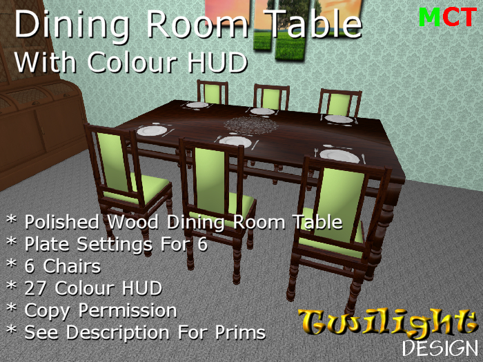TDF031 - Dining Room Table & Chairs With HUD