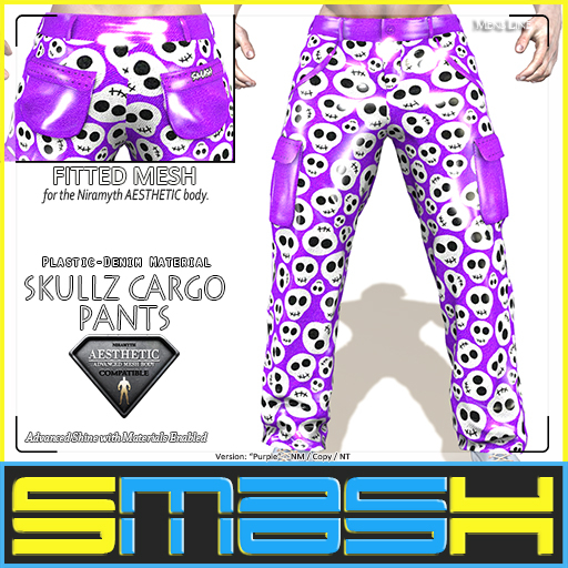 SMASH - Skullz Cargo Pants (Purple)