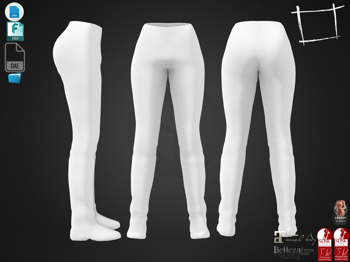 Dae Obj FBX For Female Pants With Boots Maitreya, Slink (Physique,Hourglass), Belleza (Isis,Freya), Legacy