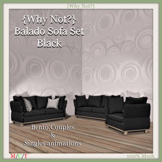 {Why Not?} Balado Sofa Set-Black-Boxed