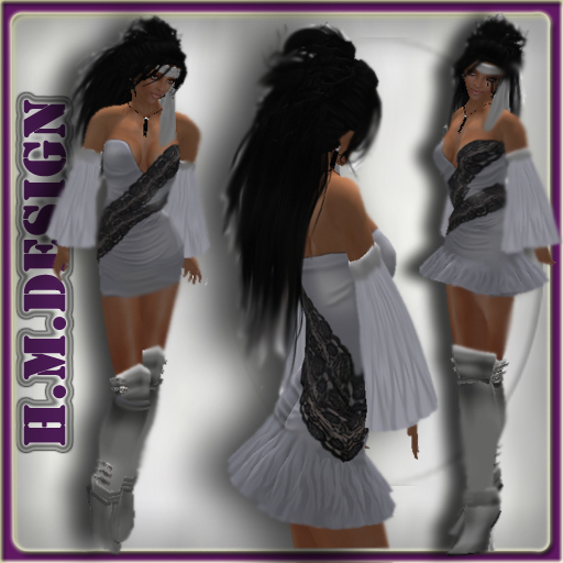 * H.M.Design * Senta white  Dress / Overknees / Jewellery