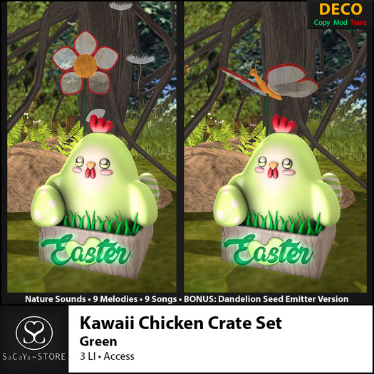 SaCaYa - Kawaii Chicken Crate Set - Green