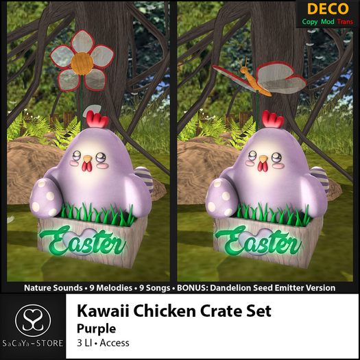 SaCaYa - Kawaii Chicken Crate Set - Purple
