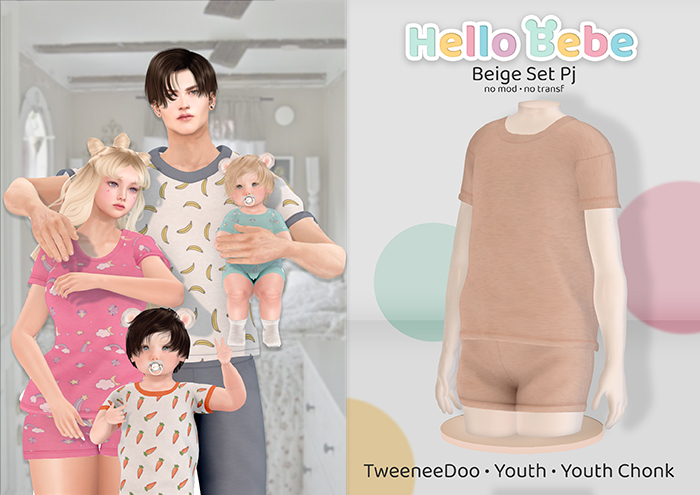Hello Bebe - Beige Set PJ {Tweeneedoo, Youth, Youth Chonk}
