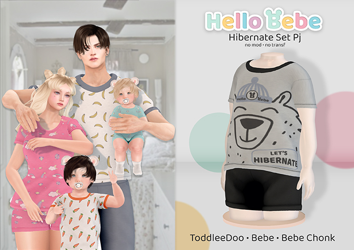Hello Bebe - Hibernate Set PJ {ToddleeDoo, Bebe, Bebe Chonk}