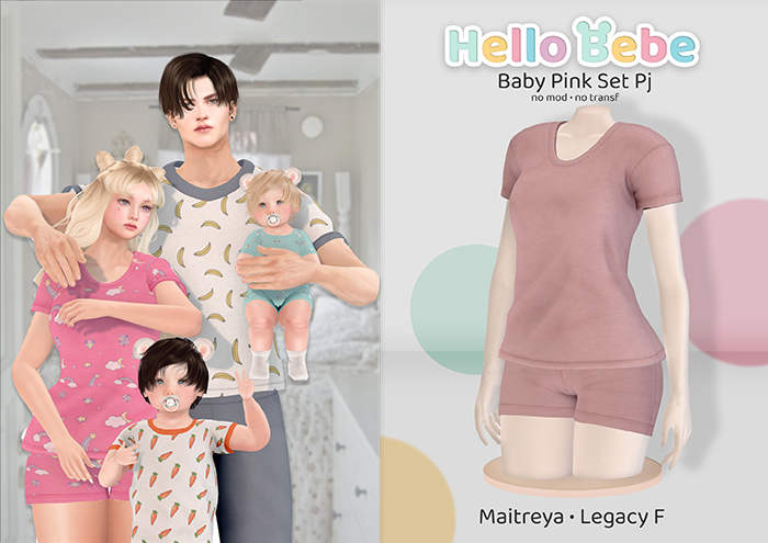Hello Bebe - Baby Pink Set PJ {Maitreya, Legacy}