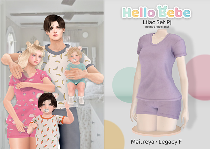 Hello Bebe - Lilac Set PJ {Maitreya, Legacy}