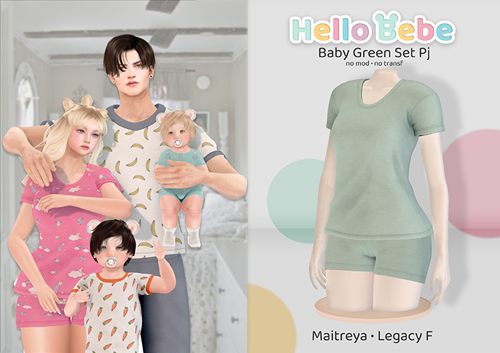 Hello Bebe - Baby Green Set PJ {Maitreya, Legacy}