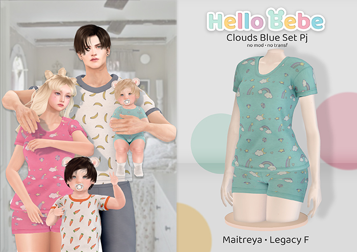 Hello Bebe - Clouds Blue Set PJ {Maitreya, Legacy}