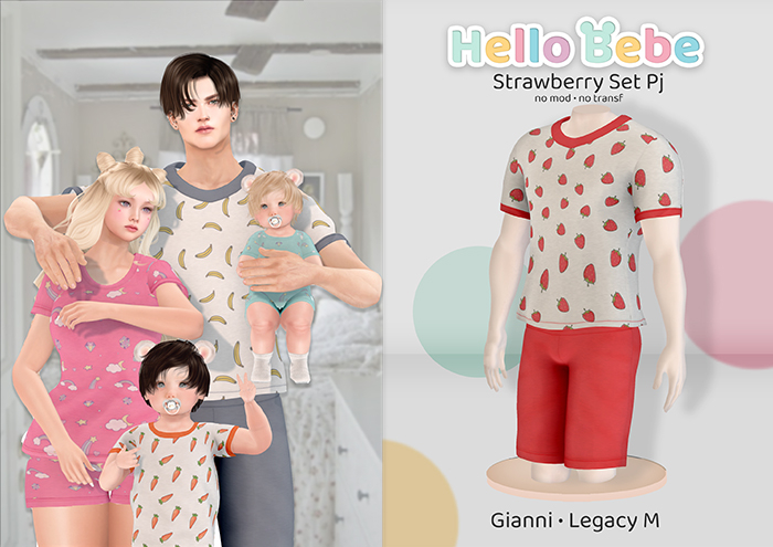Hello Bebe - Strawberry Set PJ {Gianni, Legacy M}