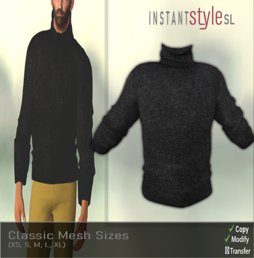 InSty Mens- Grey- Roll Neck Sweater