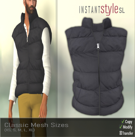 InSty Mens- Grey- Padded Vest