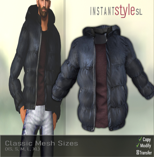 InSty Mens- Navy- Padded Jacket With Top