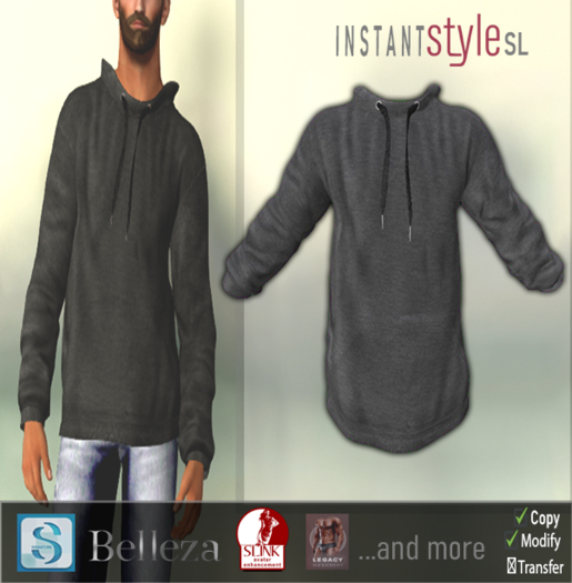 InSty Mens- Grey- Hoodie