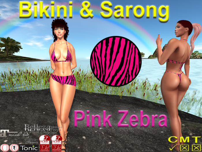 Pink Zebra Bikini & Sarong