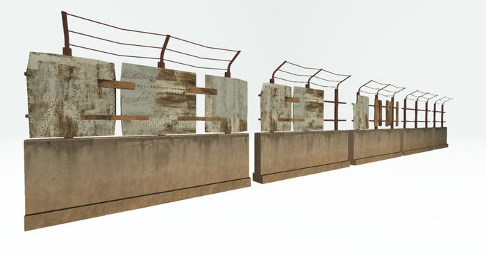 Old reinforced concrete fence Kit
