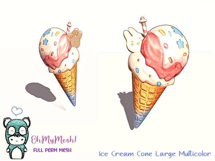 OhMyMesh! Ice Cream Cone Large Multicolor - Full Perm Mesh