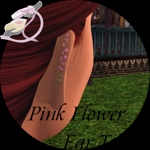 Pink Flower Ear Tattoo