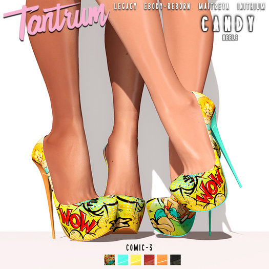Tantrum - Candy Comic Heels - Pack Three 
