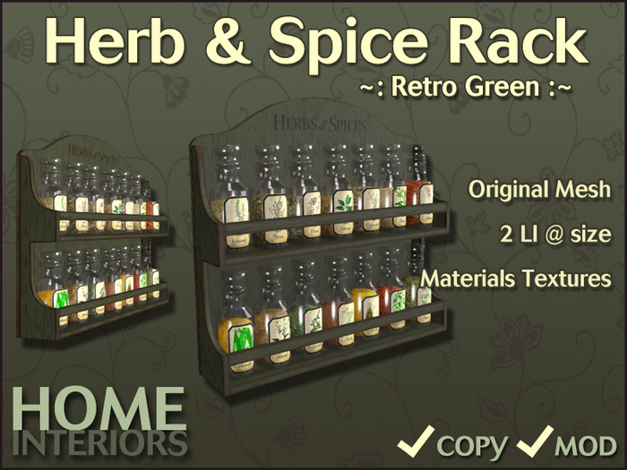 Home Interiors: Spice Rack: Retro Green (BOXED)