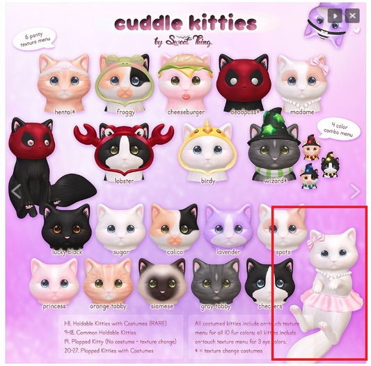 Sweet Thing. Cuddle Kitties - Madame (Hold R) RARE