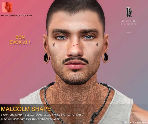 { Treystar Inc. } - Lelutka Eon EvoX shape Malcolm