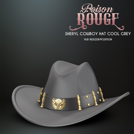 POISON ROUGE Sheryl Cowboy Hat - Cool Grey