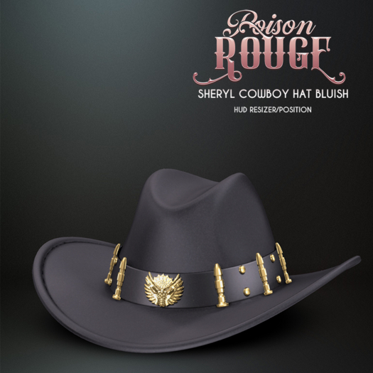 POISON ROUGE Sheryl Cowboy Hat - Bluish