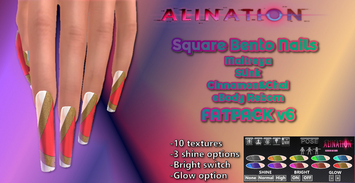Alination-bento square nails-set 6 PACK-DEMO[addme]