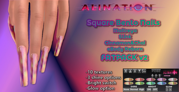 Alination-bento square nails-set 2 PACK[ADDME]