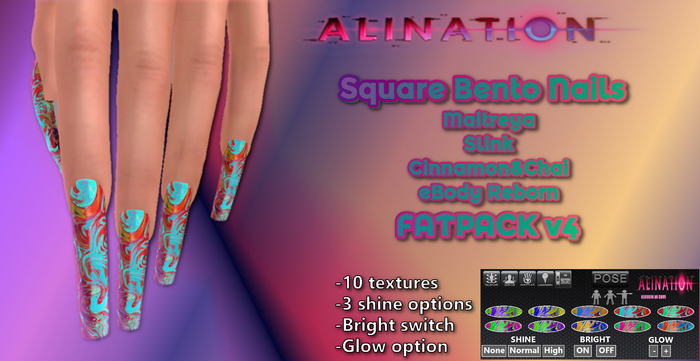 Alination-bento square nails-set 4 PACK[ADDME]
