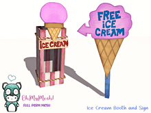 OhMyMesh! Ice Cream Booth and Sign - Full Perm Mesh