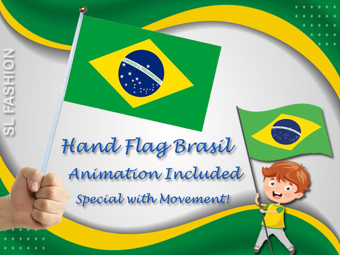 Flag Brasil - Hand Flag - Animation Included