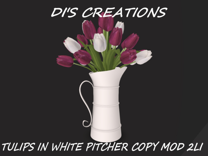 TULIPS IN WHITE PITCHER