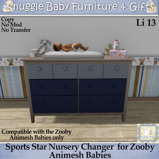 Sports Star Nursery Changer  for Zooby Animesh Babies Boxed