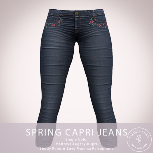 Carol's Store-Spring Capri Jeans Dark Blue