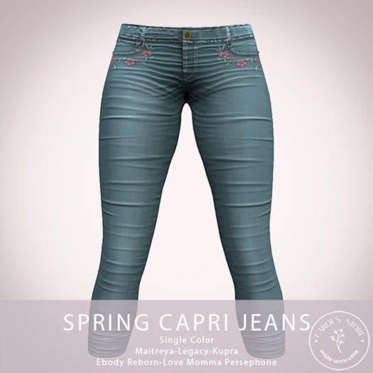 Carol's Store-Spring Capri Jeans Light  Blue